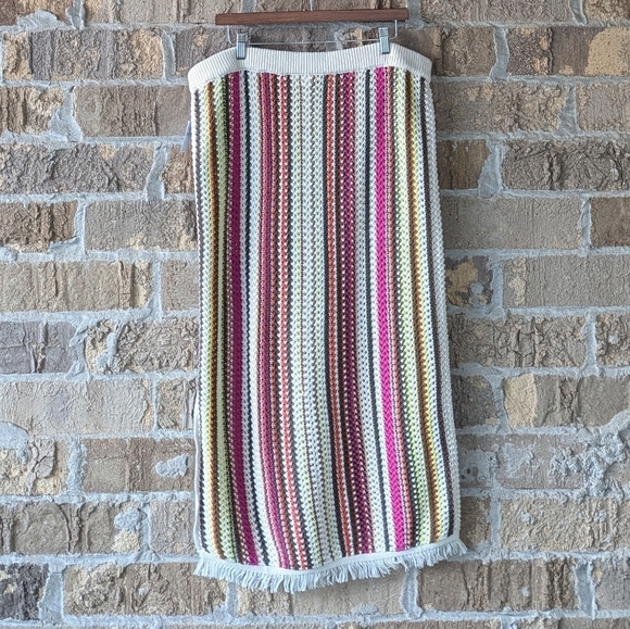 NWT Old Navy Open-Stitch Midi Skirt Crochet Multi Stripe Size XL - Picture 7 of 10